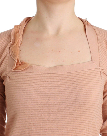 Maglia a maniche lunghe a righe in misto lana arancione Ermanno Scervino