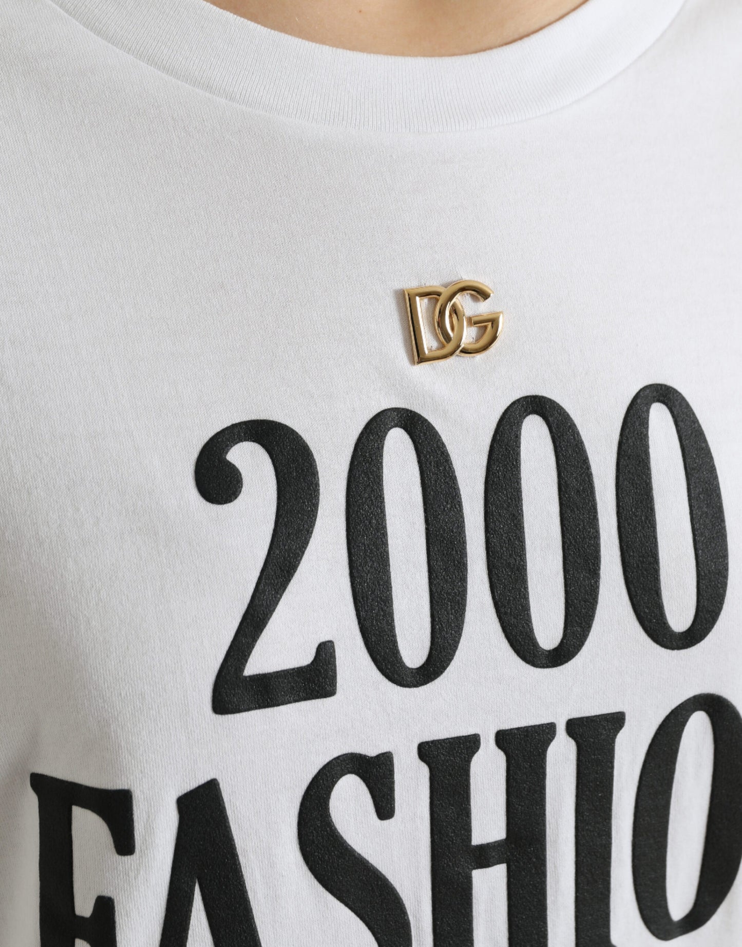 T-shirt Dolce &amp; Gabbana con stampa slogan bianca e dettagli allacciati