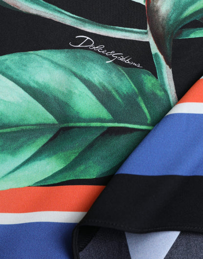 Gonna midi a portafoglio con vita alta in strelitzia nera Dolce &amp; Gabbana