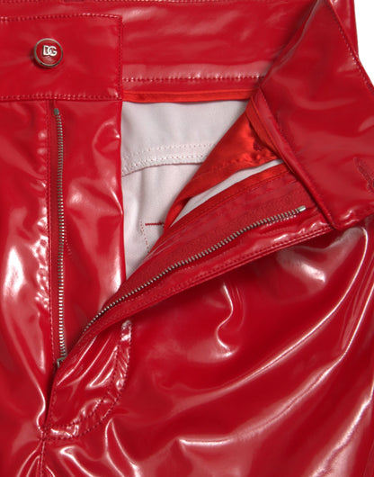Pantaloni skinny a vita alta rosso lucido Dolce &amp; Gabbana