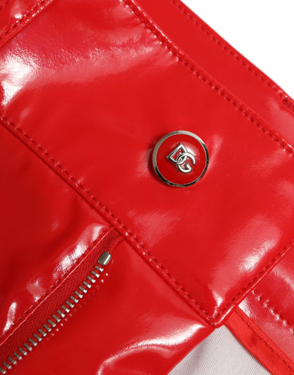 Pantaloni skinny a vita alta rosso lucido Dolce &amp; Gabbana