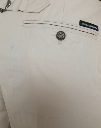 Pantaloni affusolati a vita alta in cotone beige Dolce &amp; Gabbana