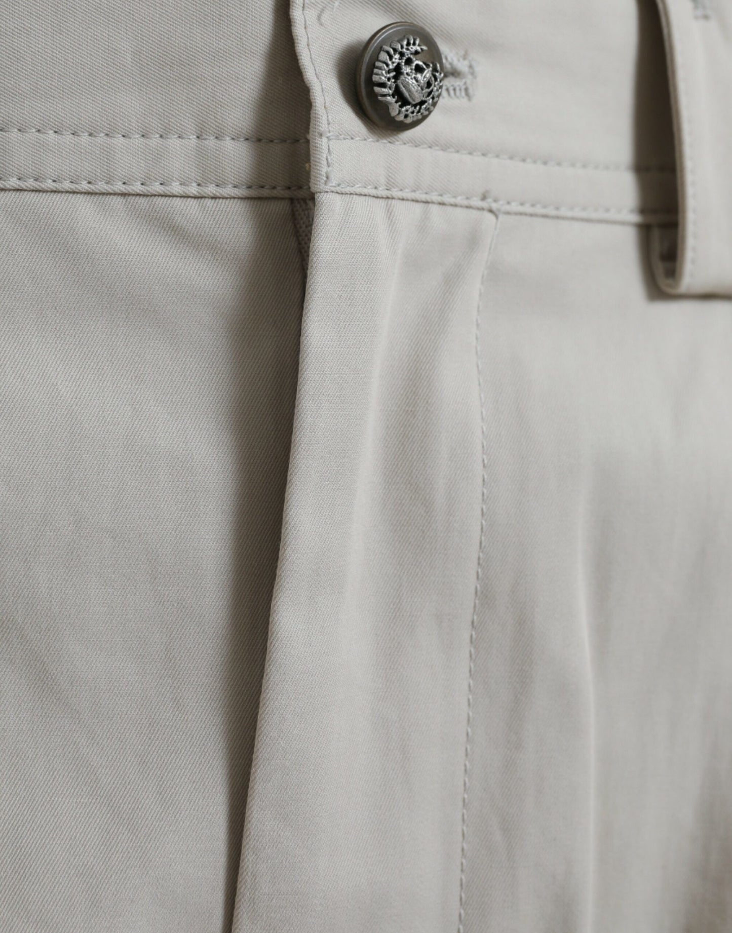 Pantaloni affusolati a vita alta in cotone beige Dolce &amp; Gabbana
