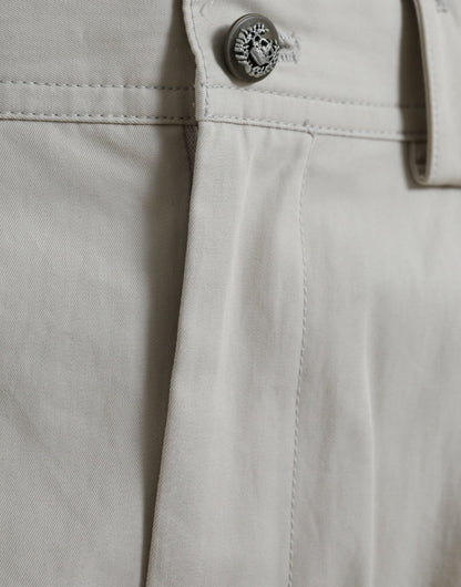 Pantaloni affusolati a vita alta in cotone beige Dolce &amp; Gabbana