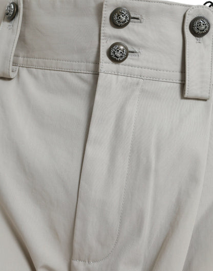 Pantaloni affusolati a vita alta in cotone beige Dolce &amp; Gabbana