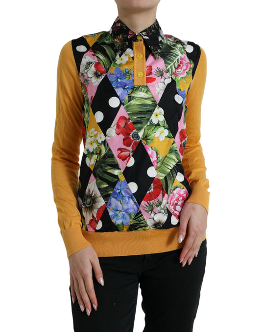 Dolce &amp; Gabbana Maglione Henley in cashmere patchwork multicolore