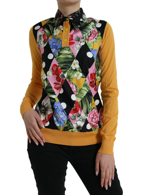 Dolce &amp; Gabbana Maglione Henley in cashmere patchwork multicolore