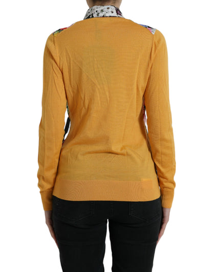 Dolce &amp; Gabbana Maglione Henley in cashmere patchwork multicolore
