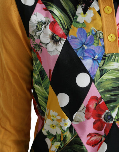 Dolce &amp; Gabbana Maglione Henley in cashmere patchwork multicolore