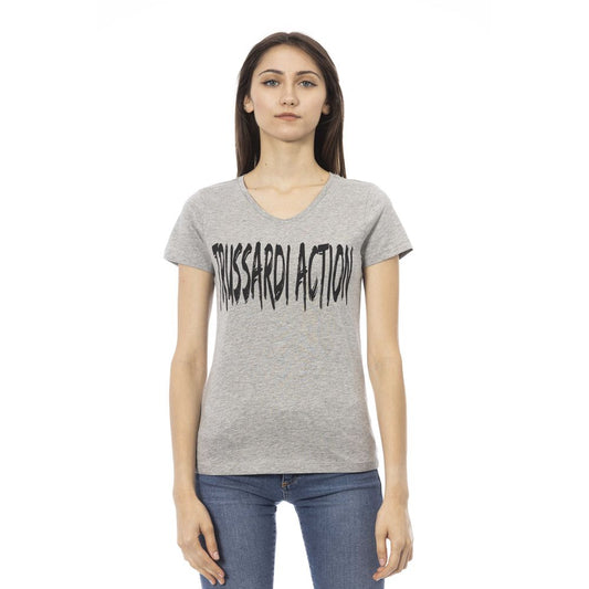 T-shirt da donna Trussardi Action in cotone grigio