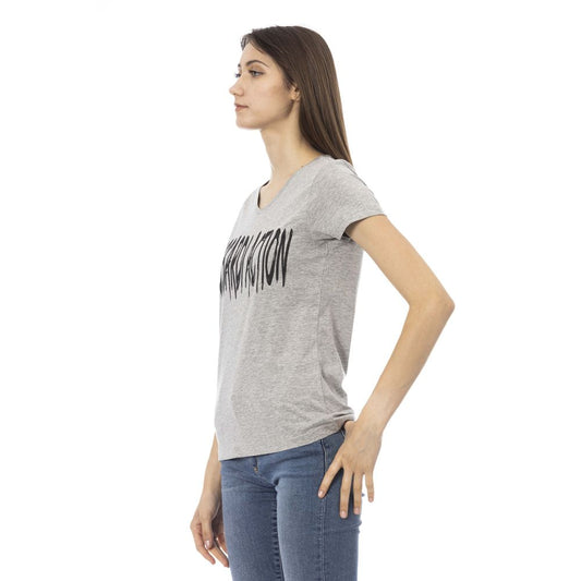 T-shirt da donna Trussardi Action in cotone grigio