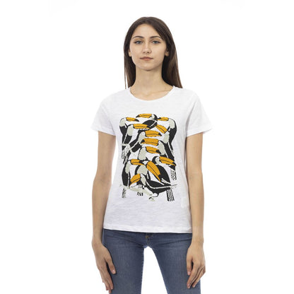 T-shirt da donna Trussardi Action in cotone bianco