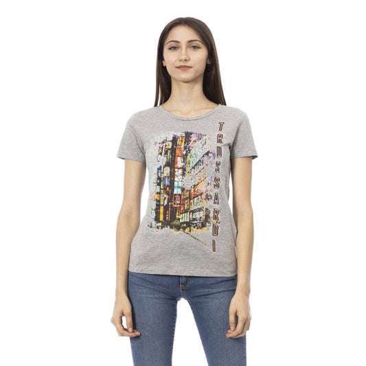 T-shirt da donna Trussardi Action in cotone grigio