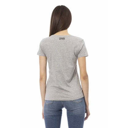 T-shirt da donna Trussardi Action in cotone grigio