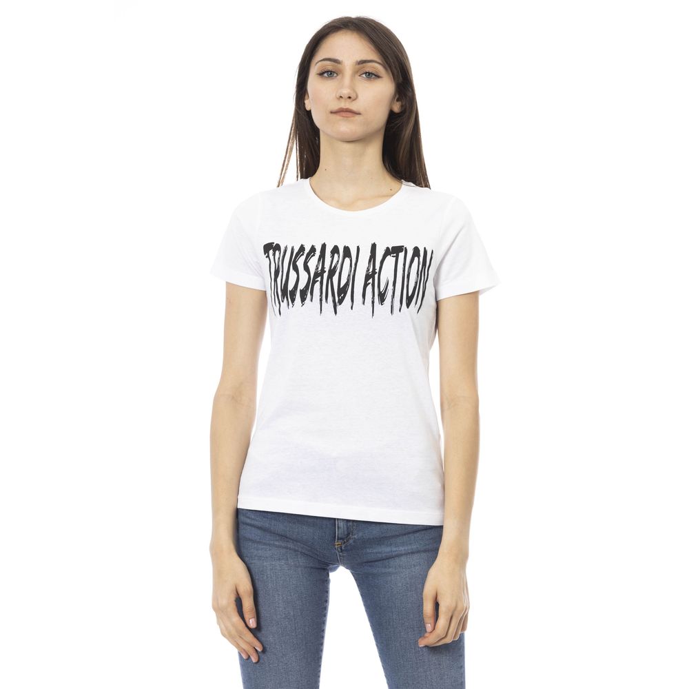 T-shirt da donna Trussardi Action in cotone bianco