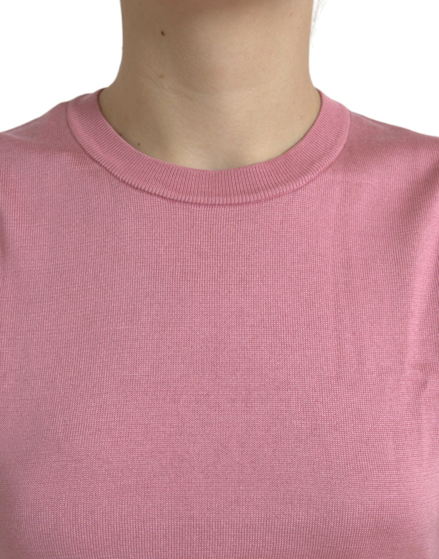Canotta corta senza maniche con scollo rotondo rosa Dolce &amp; Gabbana