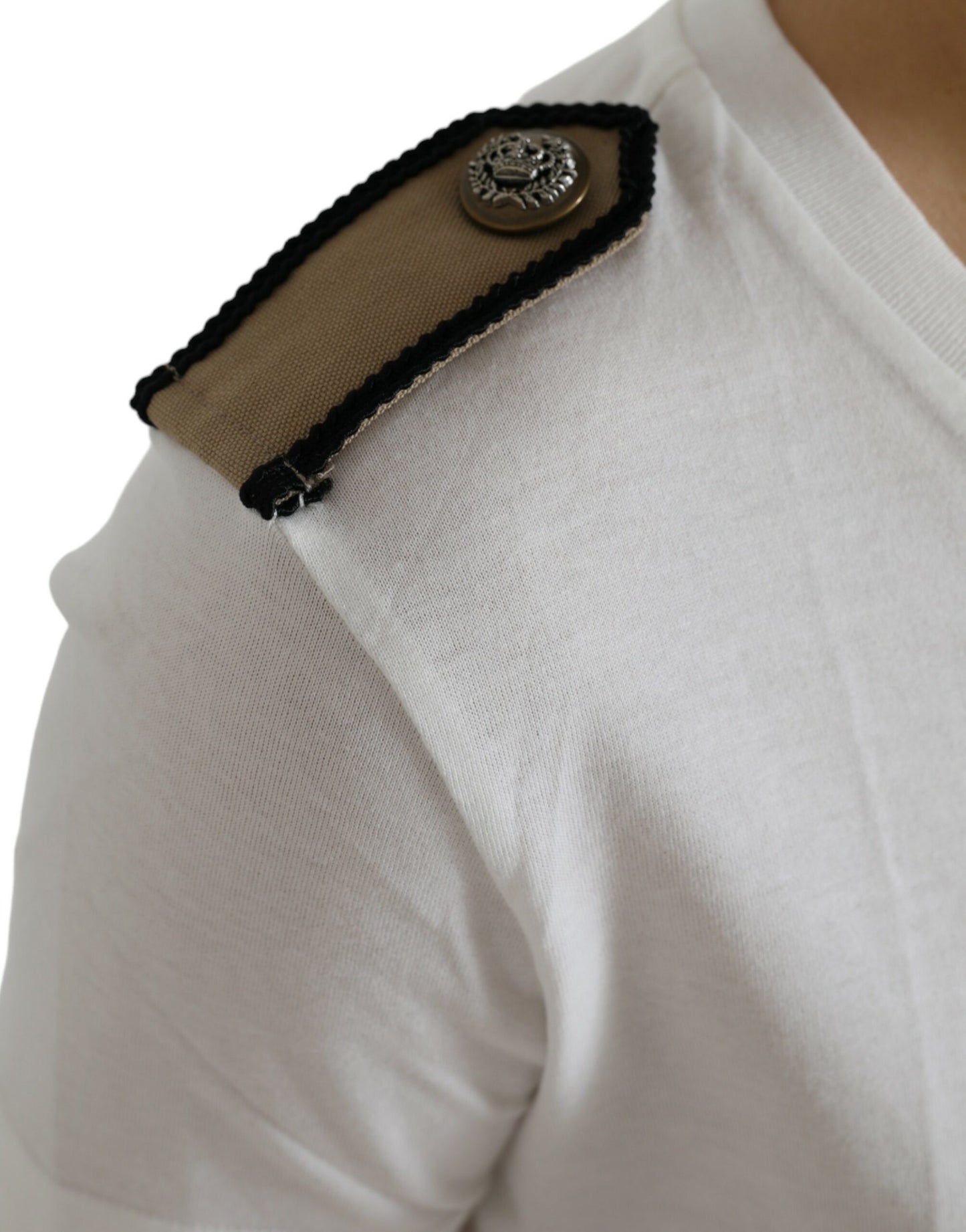 T-shirt girocollo in cotone con rose bianche e nere di Dolce &amp; Gabbana