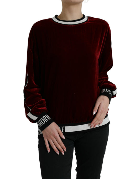 Dolce &amp; Gabbana Maglione girocollo in velluto bordeaux