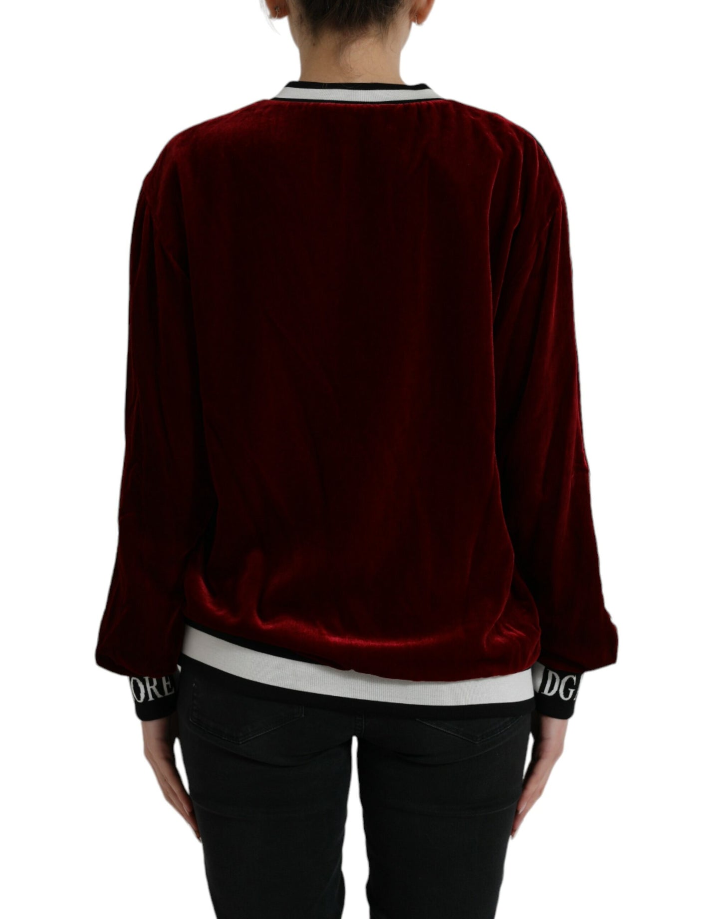 Dolce &amp; Gabbana Maglione girocollo in velluto bordeaux