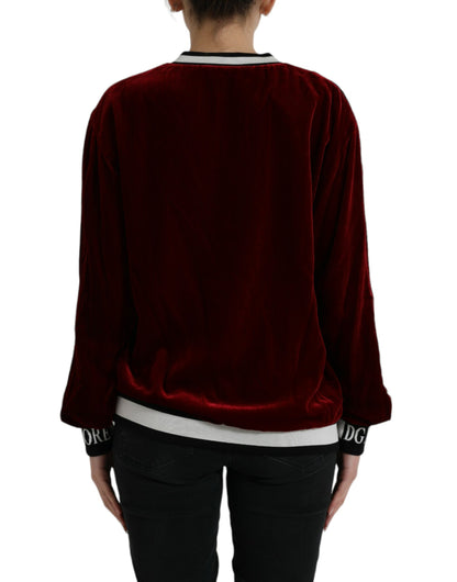 Dolce &amp; Gabbana Maglione girocollo in velluto bordeaux