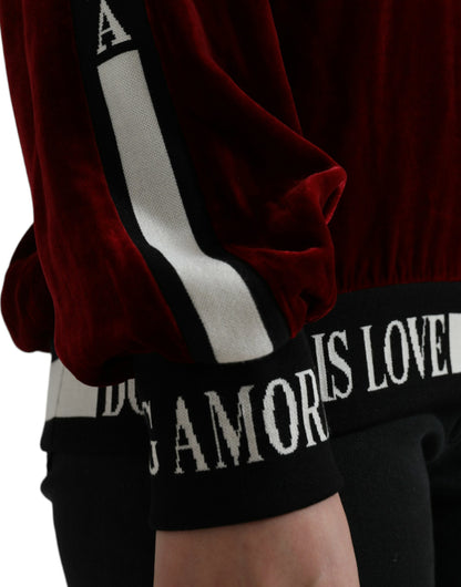 Dolce &amp; Gabbana Maglione girocollo in velluto bordeaux