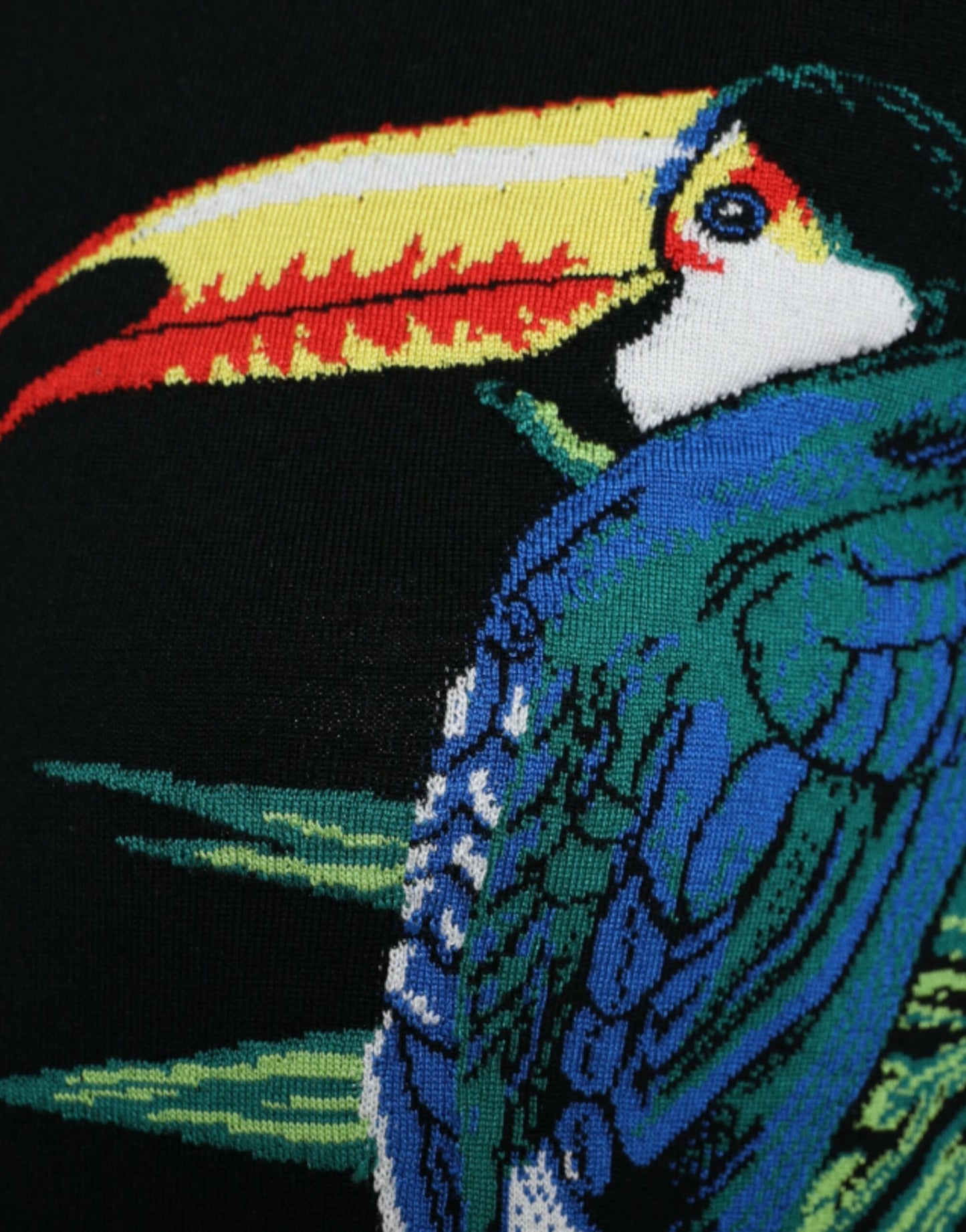 Dolce &amp; Gabbana Black Bird Wool Cardigan a maniche lunghe