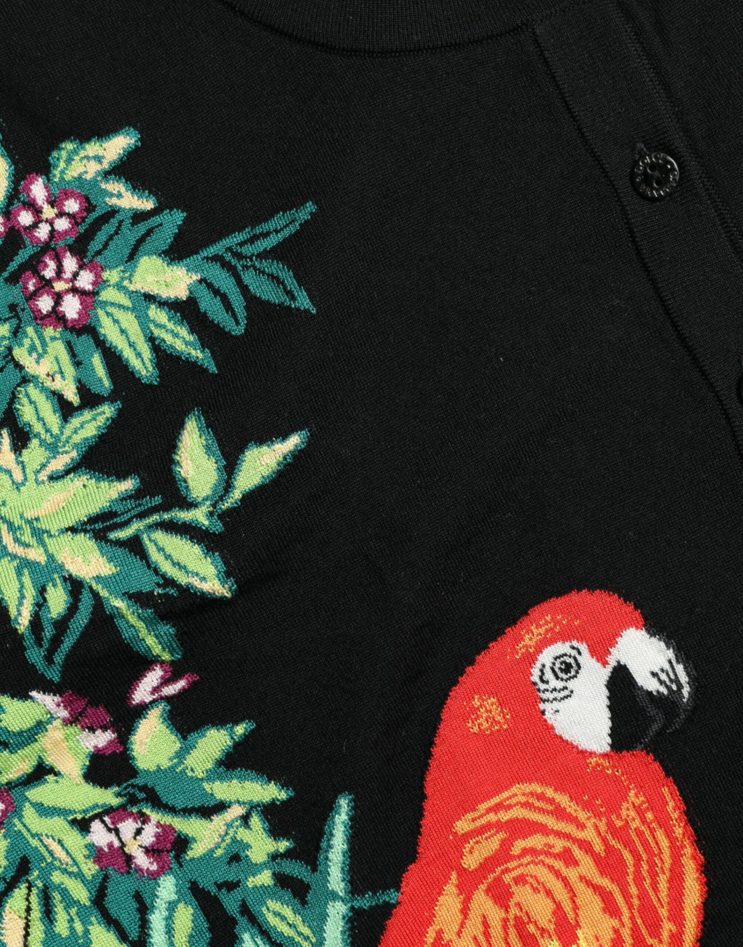 Dolce &amp; Gabbana Black Bird Wool Cardigan a maniche lunghe