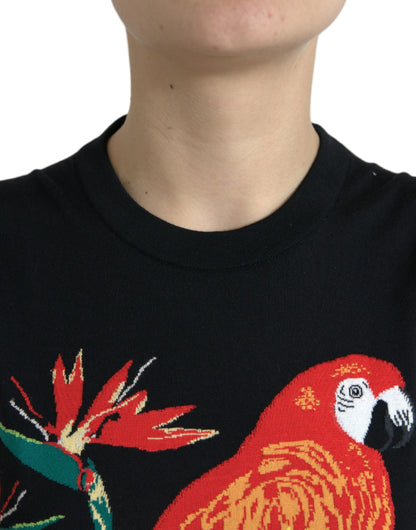 Canotta senza maniche con scollo rotondo nero "Jungle" di Dolce &amp; Gabbana