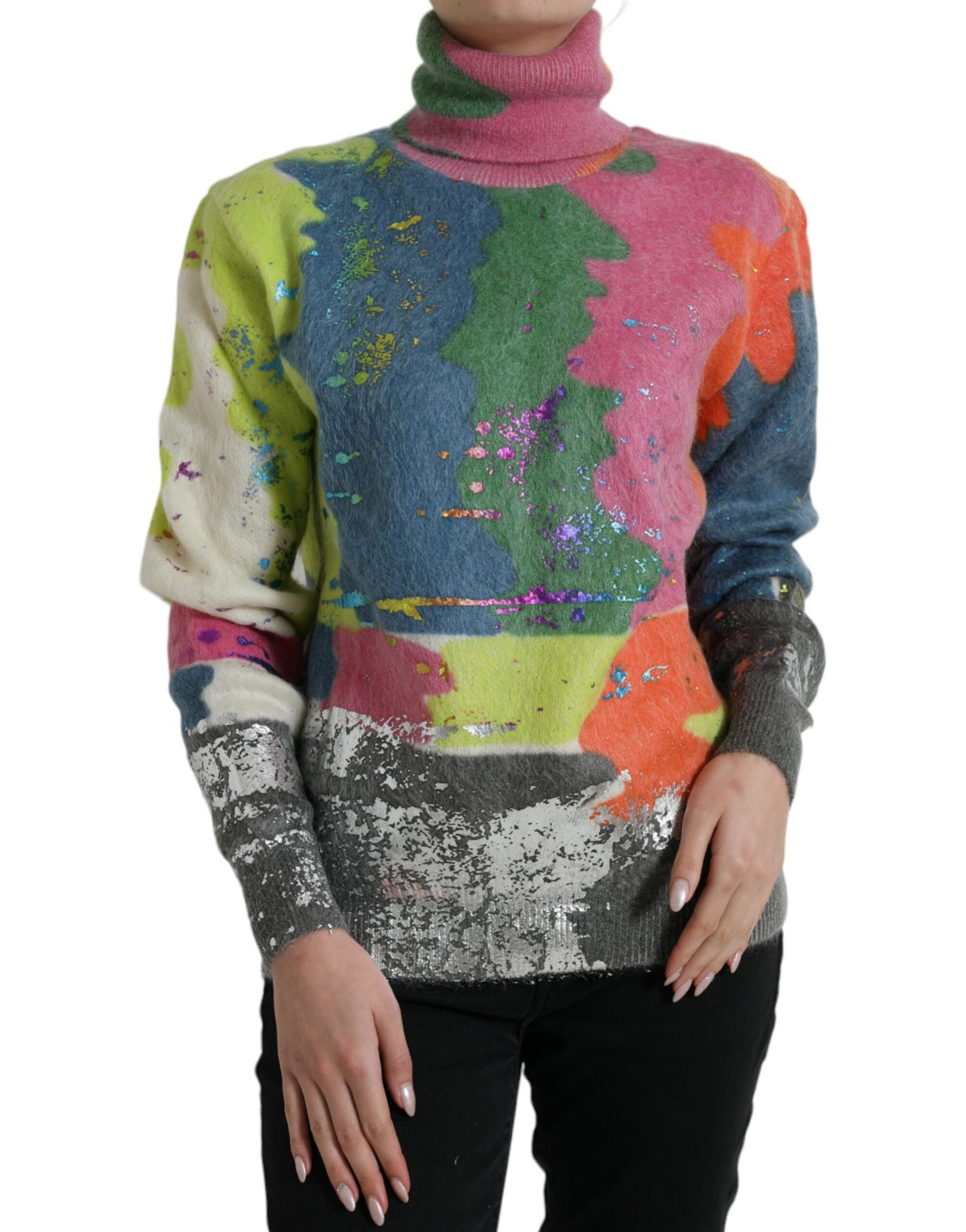 Dolce &amp; Gabbana Maglione dolcevita in mohair multicolore
