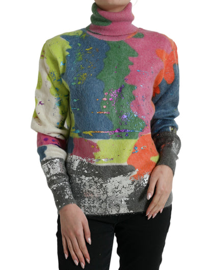Dolce &amp; Gabbana Maglione dolcevita in mohair multicolore