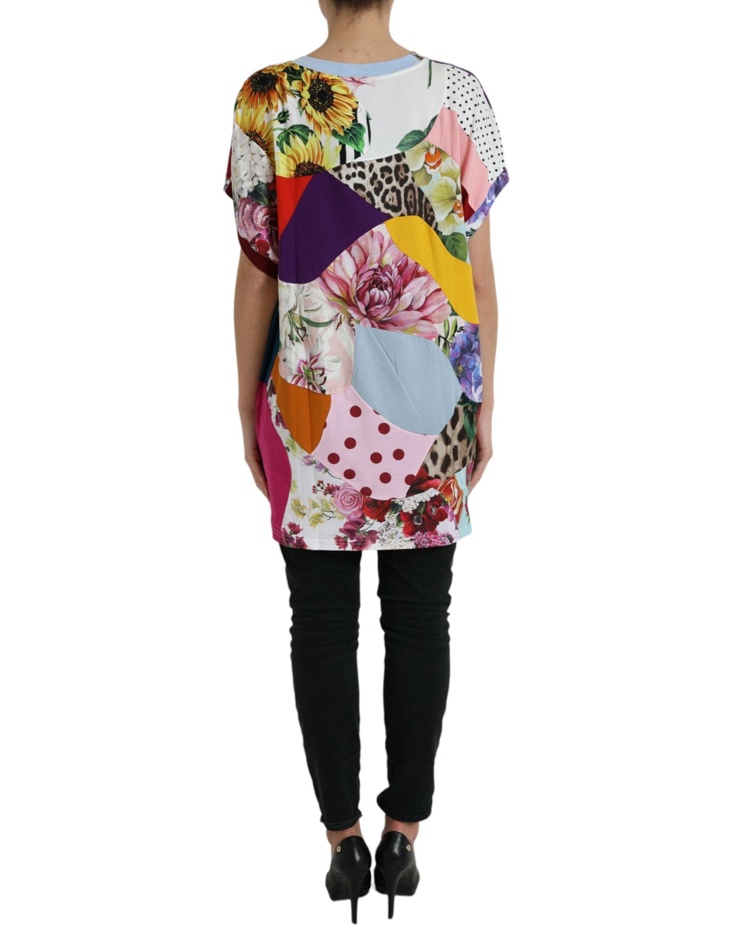 Dolce &amp; Gabbana Top in cotone e seta patchwork multicolore