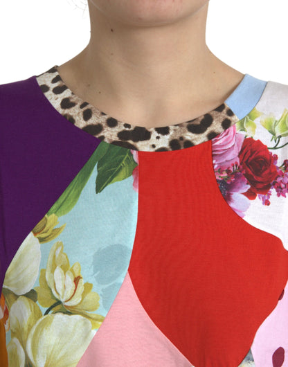 Dolce &amp; Gabbana Top in cotone e seta patchwork multicolore