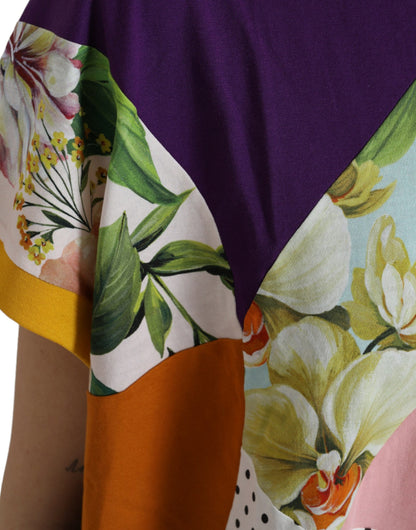 Dolce &amp; Gabbana Top in cotone e seta patchwork multicolore