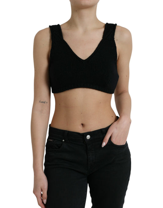 Top bustier corto in cashmere con scollo a V Dolce &amp; Gabbana