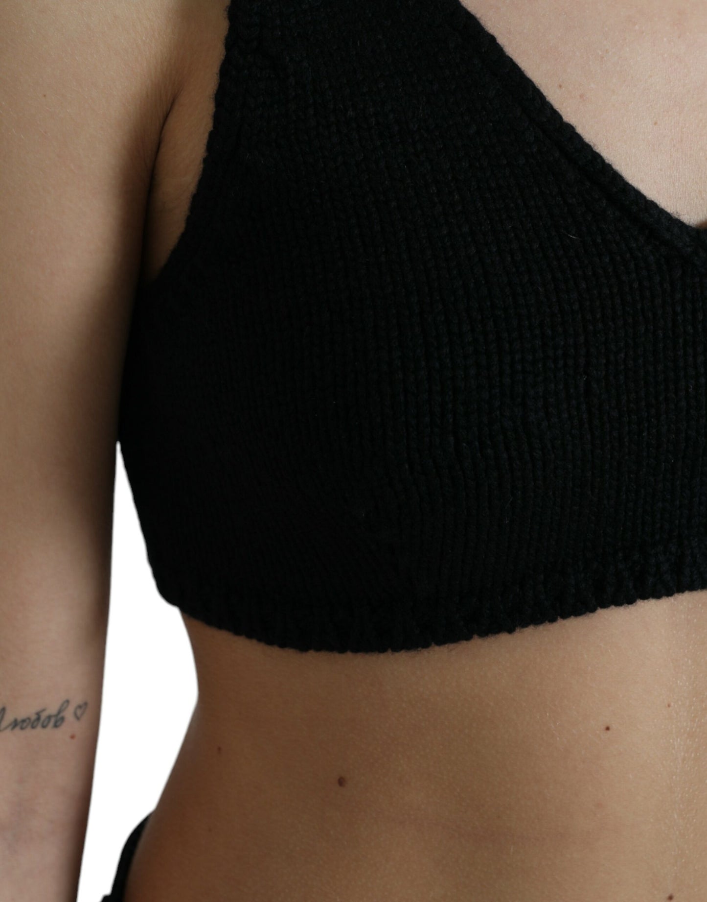 Top bustier corto in cashmere con scollo a V Dolce &amp; Gabbana