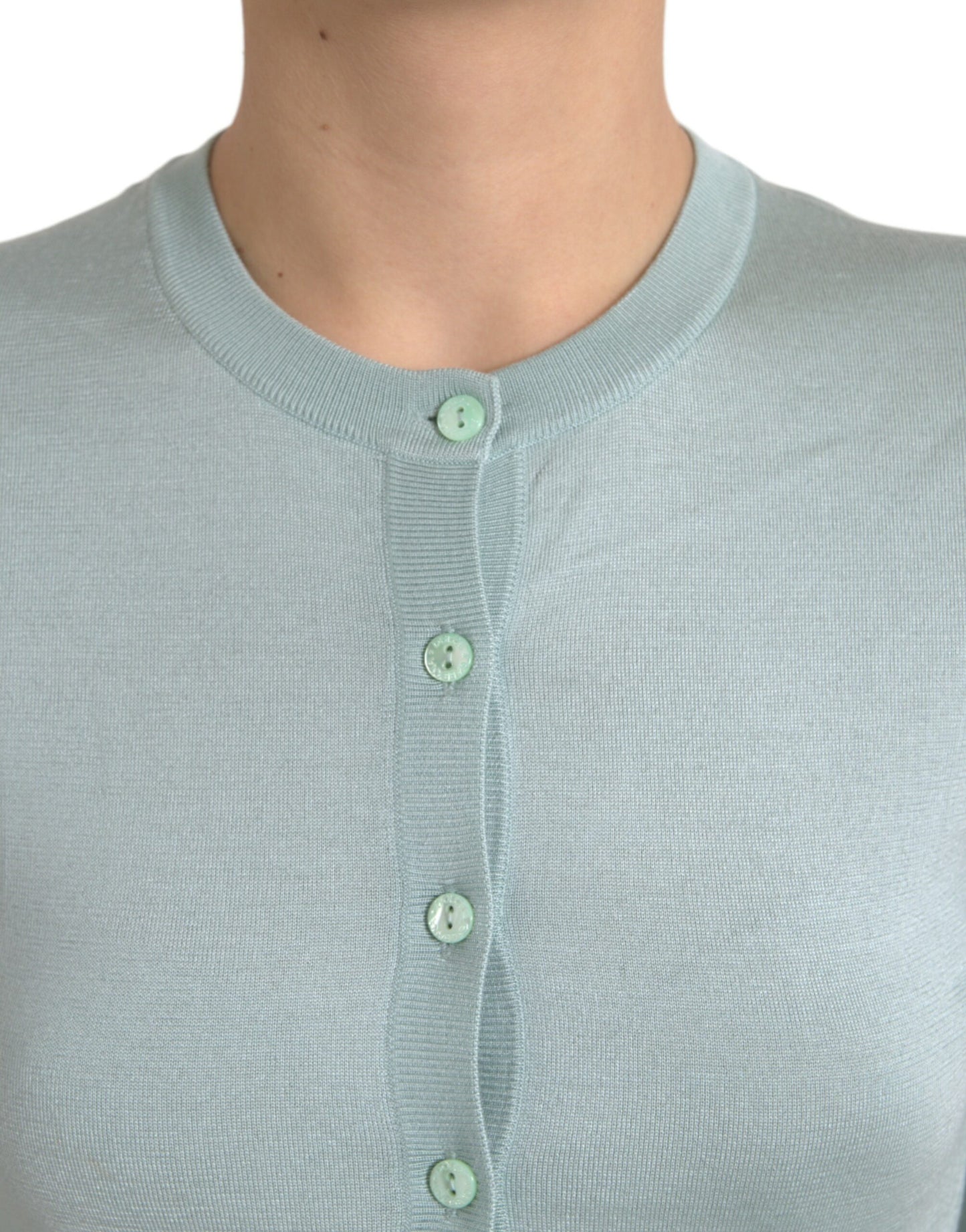 Dolce &amp; Gabbana Cardigan girocollo in seta azzurro chiaro
