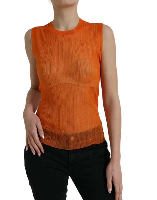 Canotta Dolce &amp; Gabbana arancione trasparente con scollo rotondo