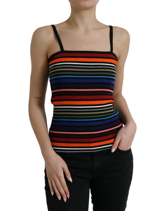Canotta con spalline sottili a righe multicolor Dolce &amp; Gabbana