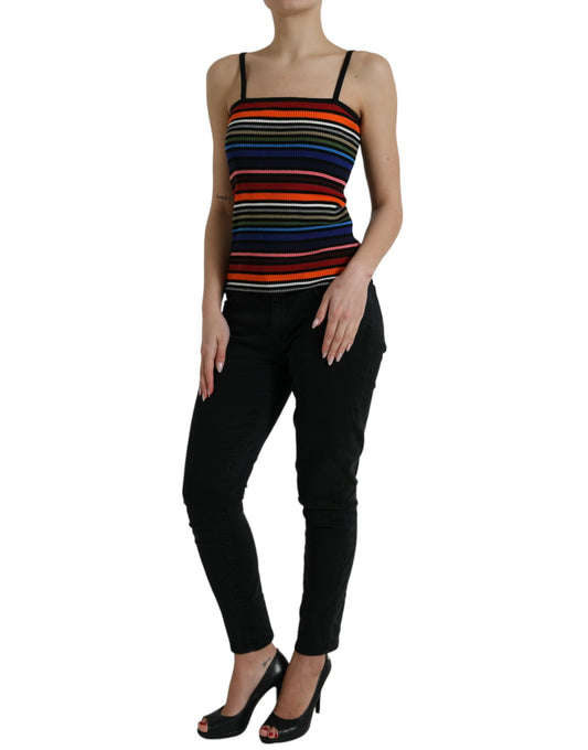 Canotta con spalline sottili a righe multicolor Dolce &amp; Gabbana