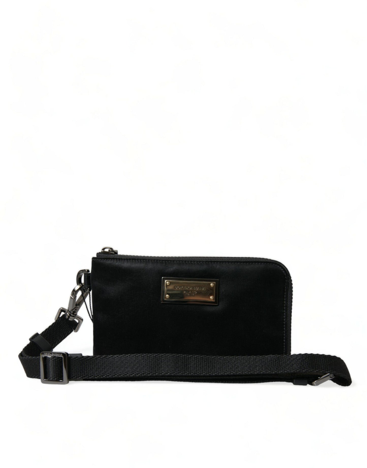 Borsa a tracolla con portachiavi e logo Dolce &amp; Gabbana in nylon nero