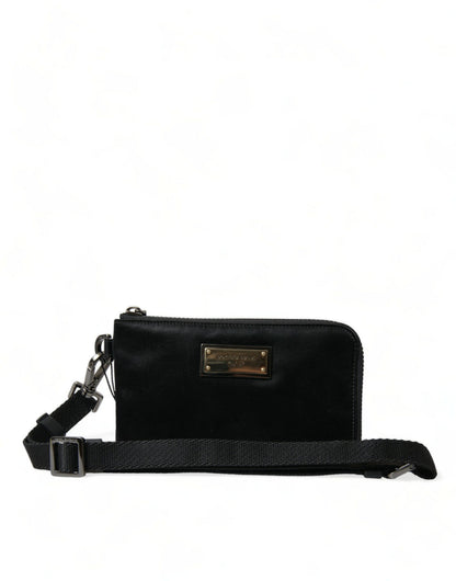 Borsa a tracolla con portachiavi e logo Dolce &amp; Gabbana in nylon nero