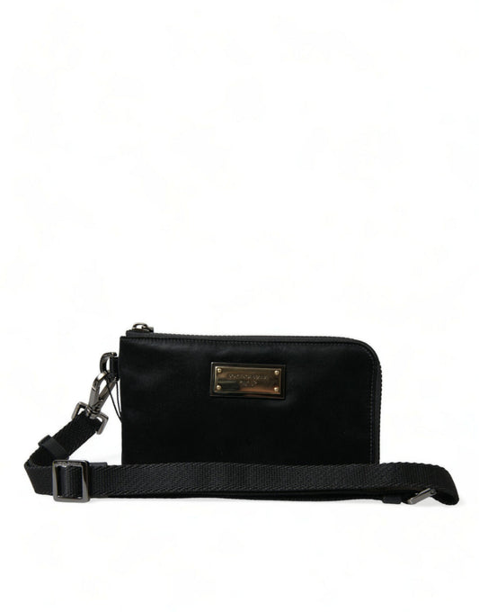 Borsa a tracolla con portachiavi e logo Dolce &amp; Gabbana in nylon nero