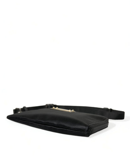 Borsa a tracolla con portachiavi e logo Dolce &amp; Gabbana in nylon nero