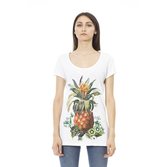 T-shirt da donna in cotone bianco Just Cavalli