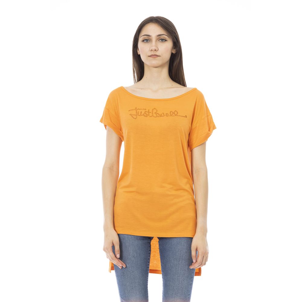 T-shirt da donna in cotone arancione Just Cavalli