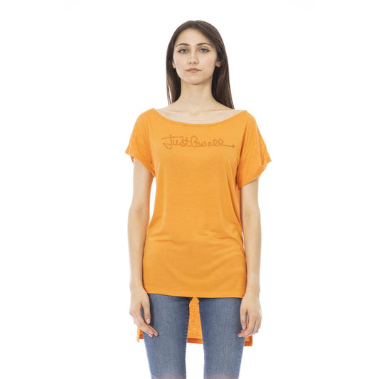T-shirt da donna in cotone arancione Just Cavalli