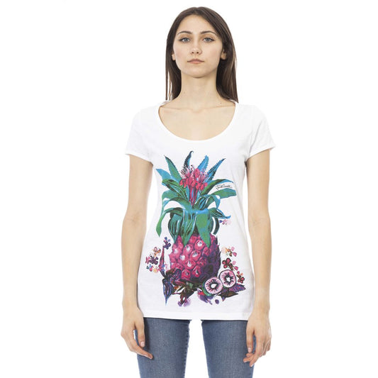 T-shirt da donna in cotone bianco Just Cavalli
