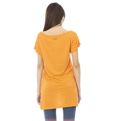 T-shirt da donna in cotone arancione Just Cavalli
