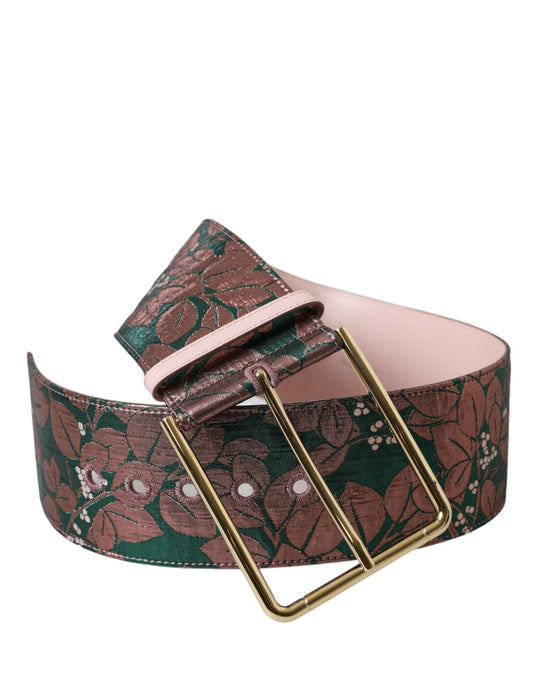 Cintura Dolce &amp; Gabbana con fibbia dorata in jacquard floreale multicolore in lurex