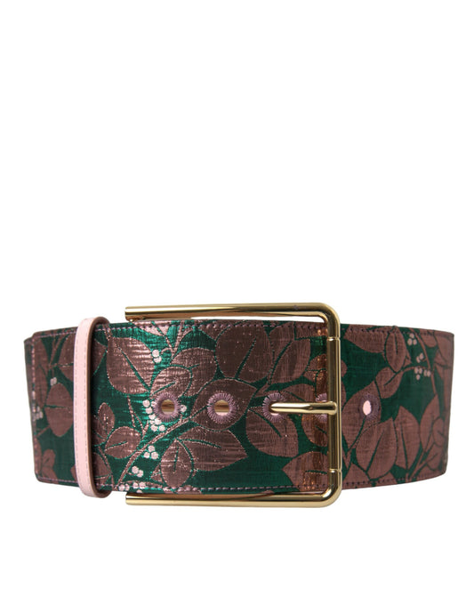 Cintura Dolce &amp; Gabbana con fibbia dorata in jacquard floreale multicolore in lurex